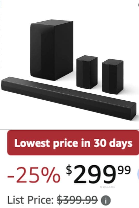 $399.99 LG S6FTR 5.1 SOUNDBAR DROPPED TO $299.99 at AMAZON $399.99 is now $299.99 - 25% OFF