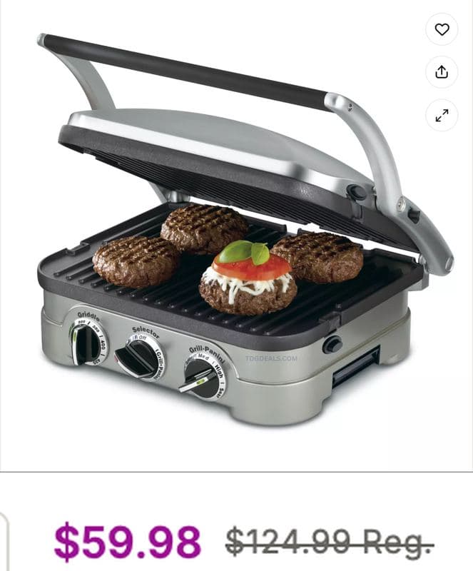 CUISINART GRIDDLER 5-IN-1 GRILL FOR $10.00 (Was $59.98) - 83% OFF