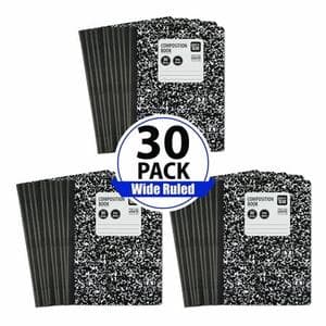 Pen+Gear Wide Ruled Composition Book, 7.5" x 9.75", Black and White Marble, 80 Sheets, 30 Count Pack at WALMART $29.10 is now $11.40 - 61% OFF· WALMART.COM