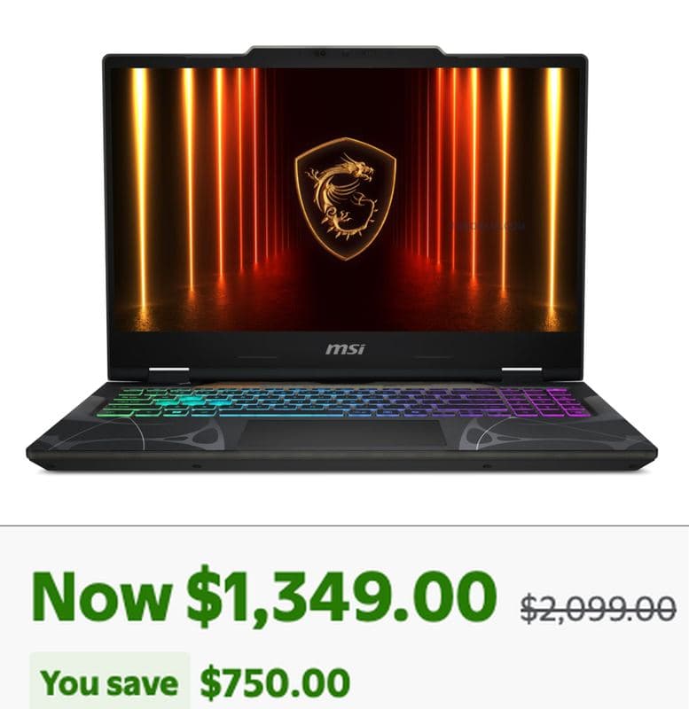 MSI CYBORG GAMING LAPTOP FOR $1349.00 (Was $2099.00) - 36% OFF - $1349.00 (Was $2099.00)