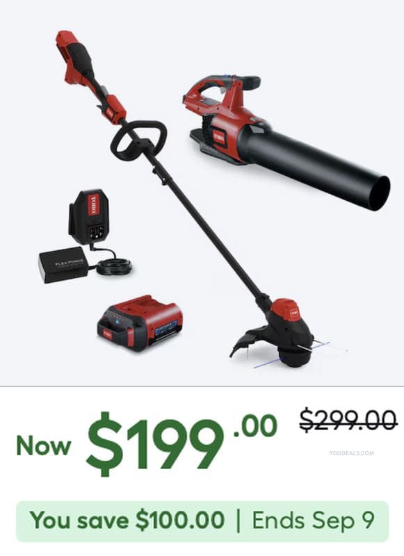 $199 TORO TRIMMER AND BLOWER COMBO at LOWES $199.00