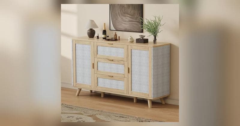 63" Large Farmhouse Sideboard Buffet Cabinet FOR $37.80 (Was $145.13) - 74% OFF - $37.80 (Was $145.13)