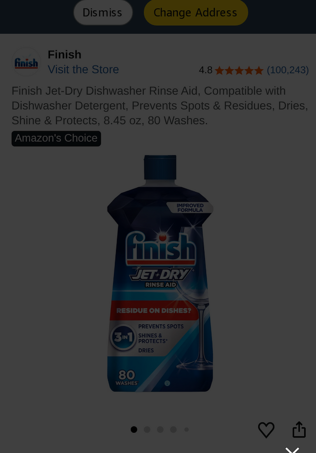 FINISH JET-DRY RINSE AID — $2.99 at AMAZON $14.78 is now $2.99 - 80% OFF