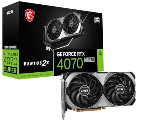 MSI Gaming RTX 4070 Super 12G Ventus 2X OC Graphics Card (NVIDIA RTX 4070 Super, 192-Bit, Extreme Clock: 2520 MHz, 12GB GDRR6X 21 Gbps, HDMI/DP, Ada Lovelace Architecture)
